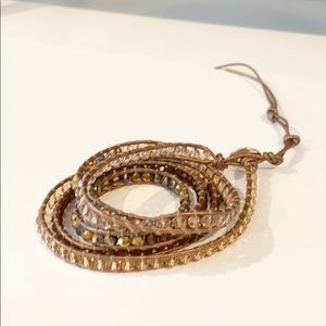 Chan Luu 5 Wrap Brown Leather Bracelet